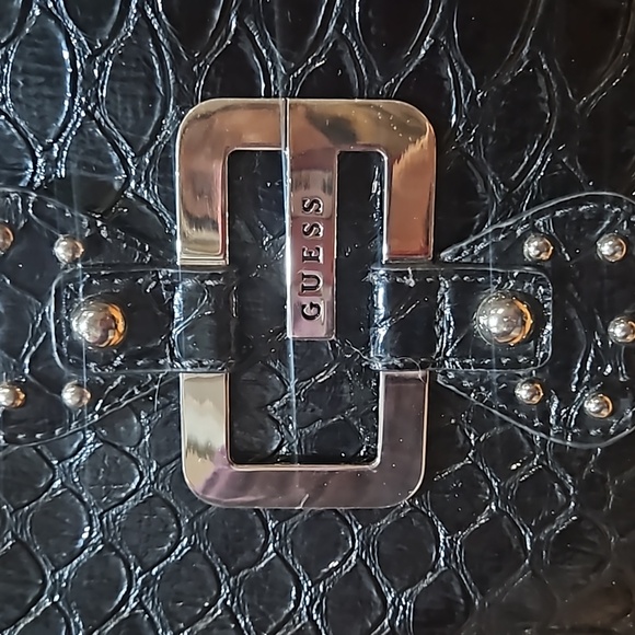 Guess black purse. W14"XH10" zipper closure EUC great condition. Tan inside - Picture 5 of 5